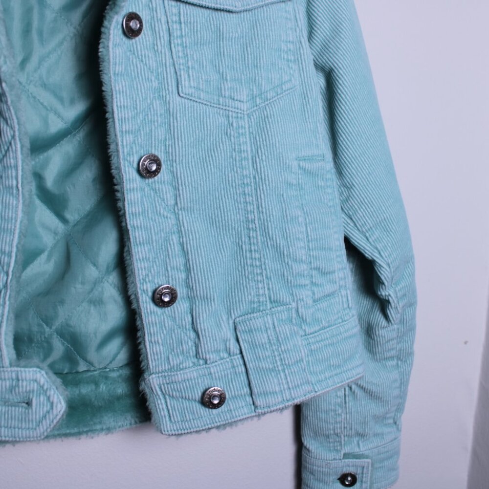 Candies Teal Corduroy Jacket with Rhinestone Buttons Kids Medium - Picture 9 of 16